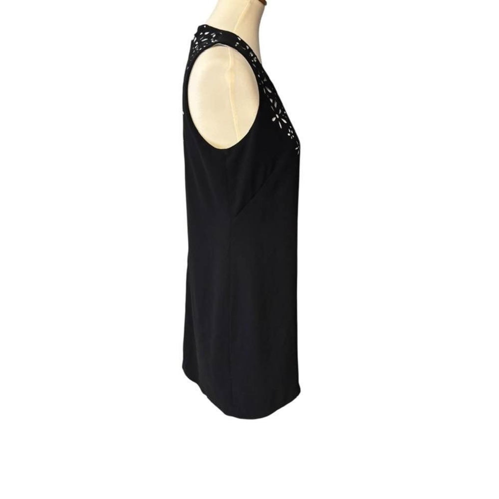 Sleeveless Black Dress Floral Laser Cut. Cocktail Wedding Guest Elegant SZ 8 - Picture 7 of 14